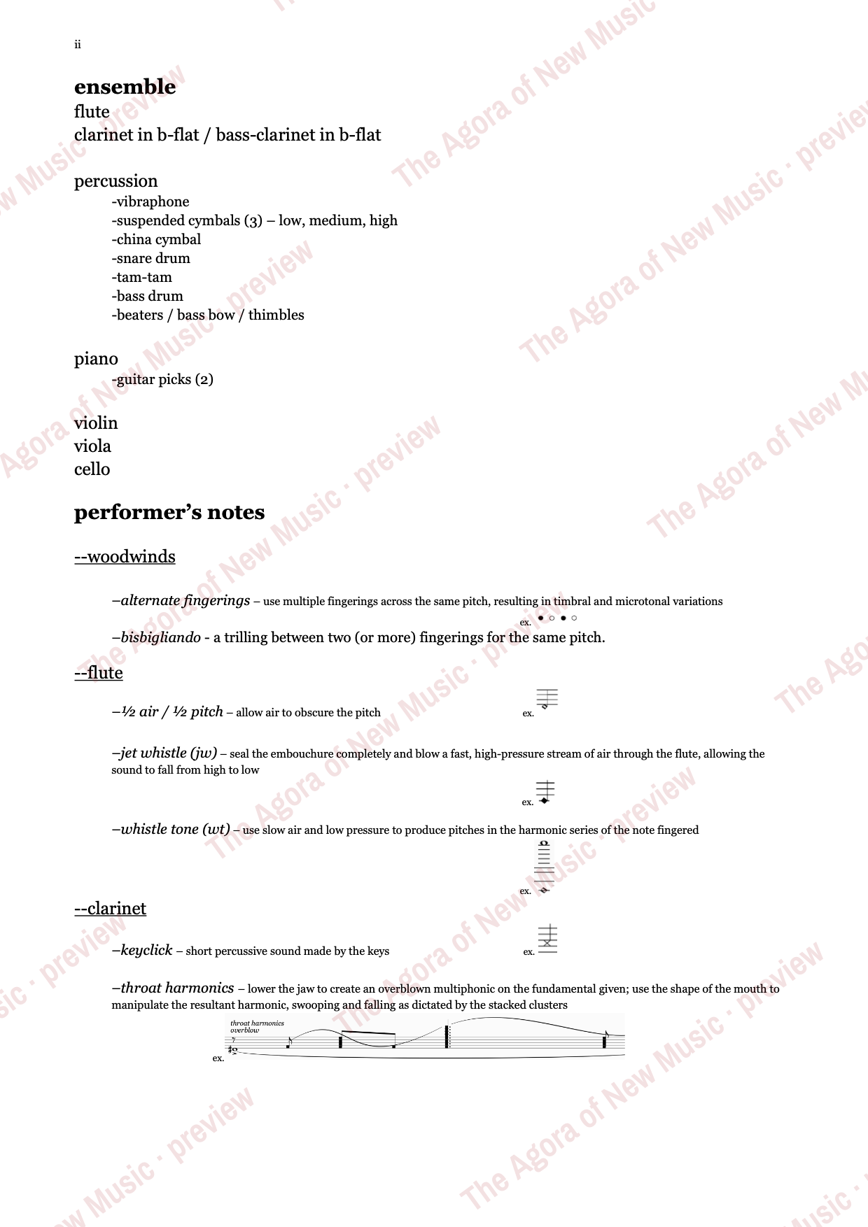 a gleaming like ivory...: Performance notes, page 2