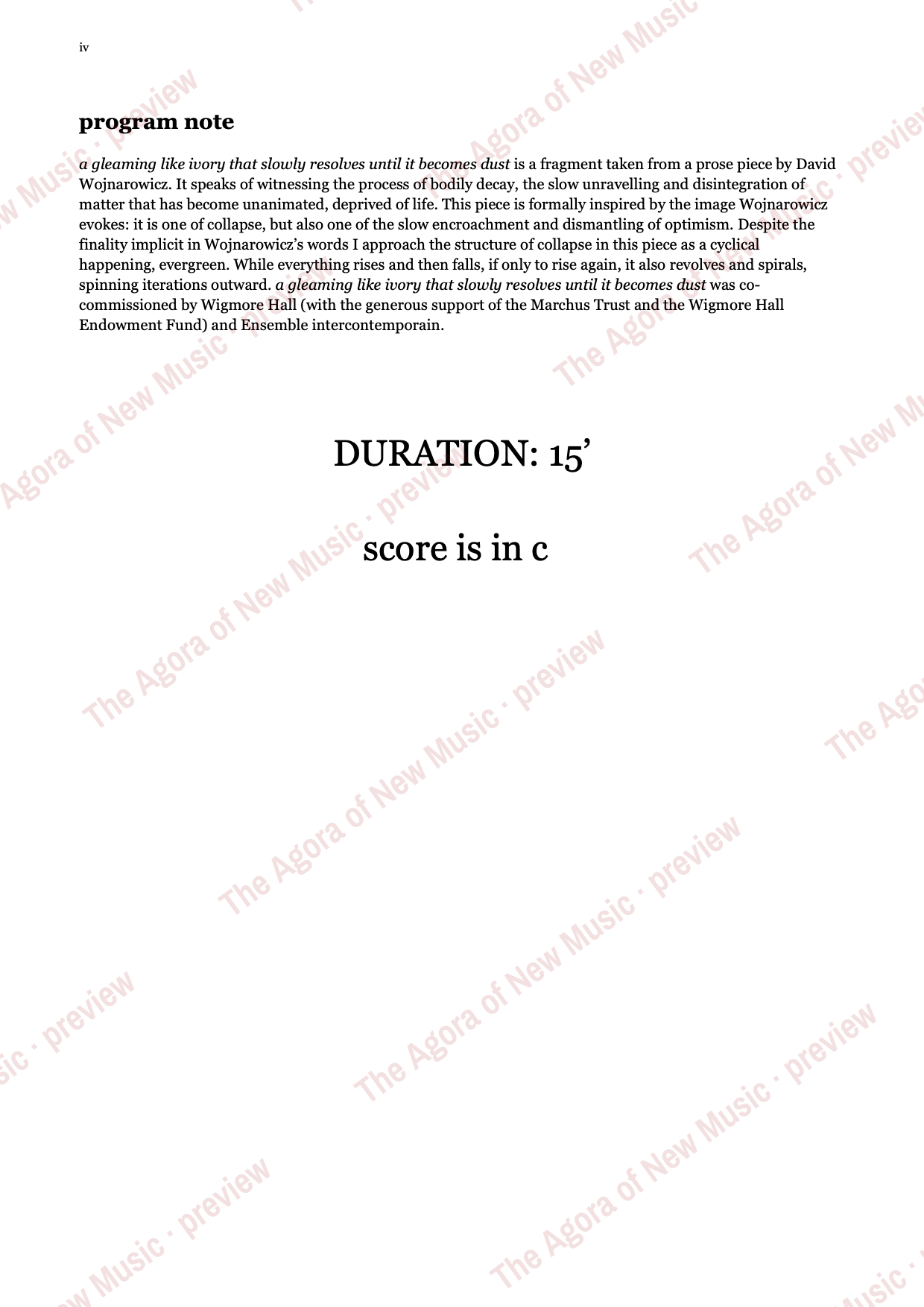 a gleaming like ivory...: Performance notes, page 4