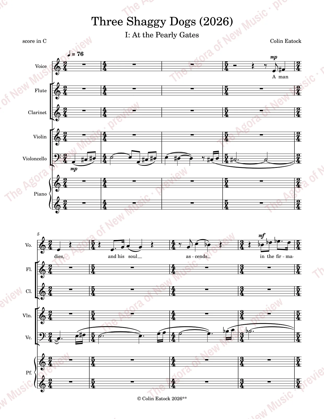 Three Shaggy Dogs (2026) by Colin Eatock: Score page 3 of 32