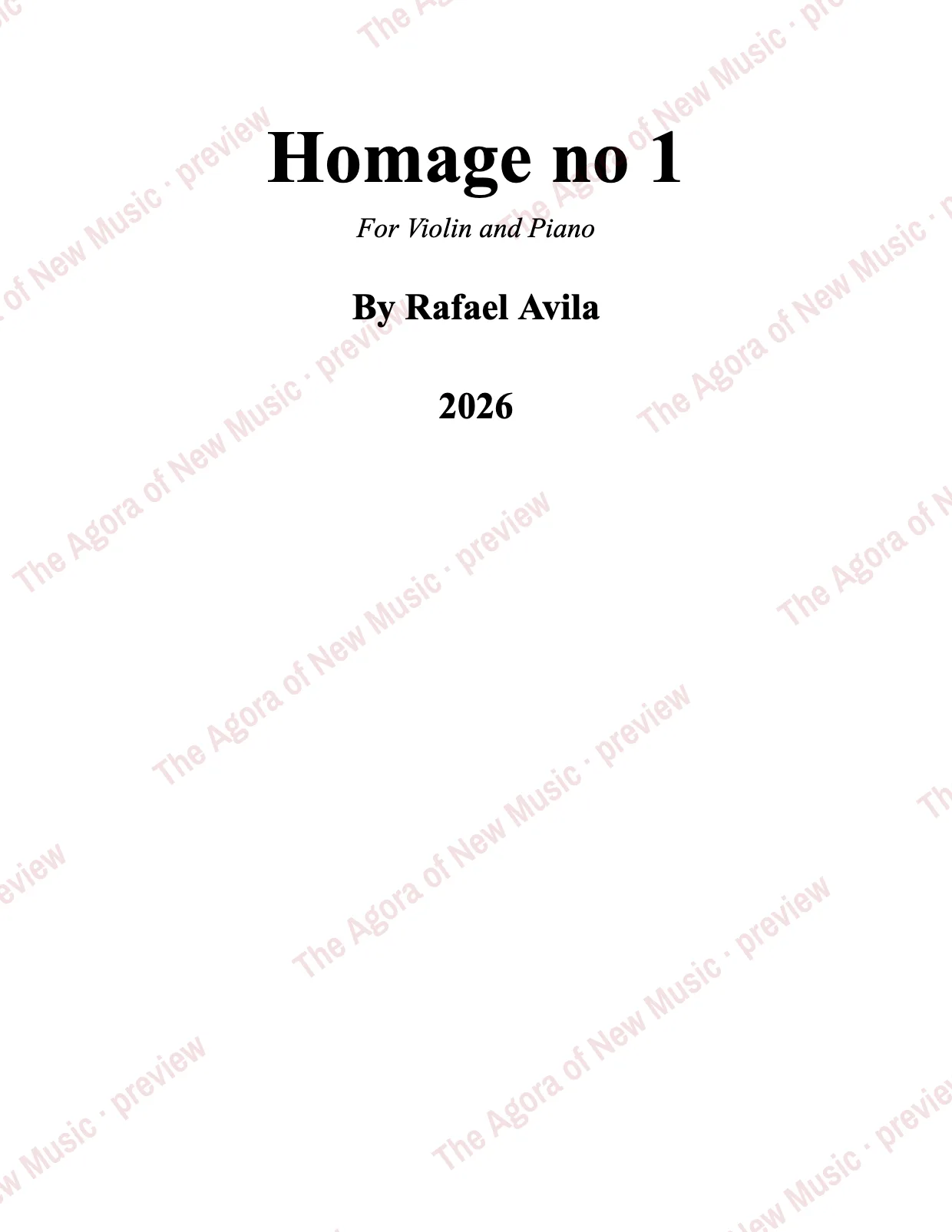 Homage no 1: Performance notes, page 1